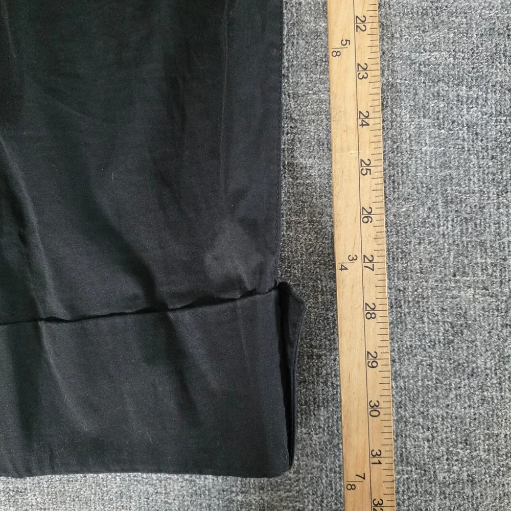 White House Black Market Black Crop Leg Pants Button Cuff Stretch Cotton Size 6